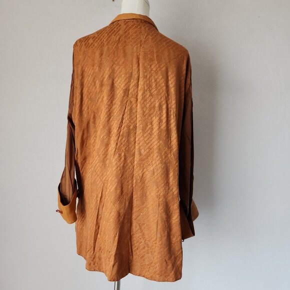 Vintage Nadya Bali Handmade Leather Batik Tribal Reversible Jacket Brown - Picture 7 of 16